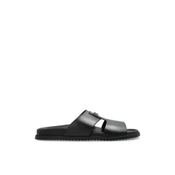 Heren Dolce & Gabbana Slippers^Leren slippers met applicatie