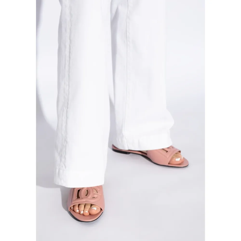 DAMES Dolce & Gabbana Leren Slippers met Logo