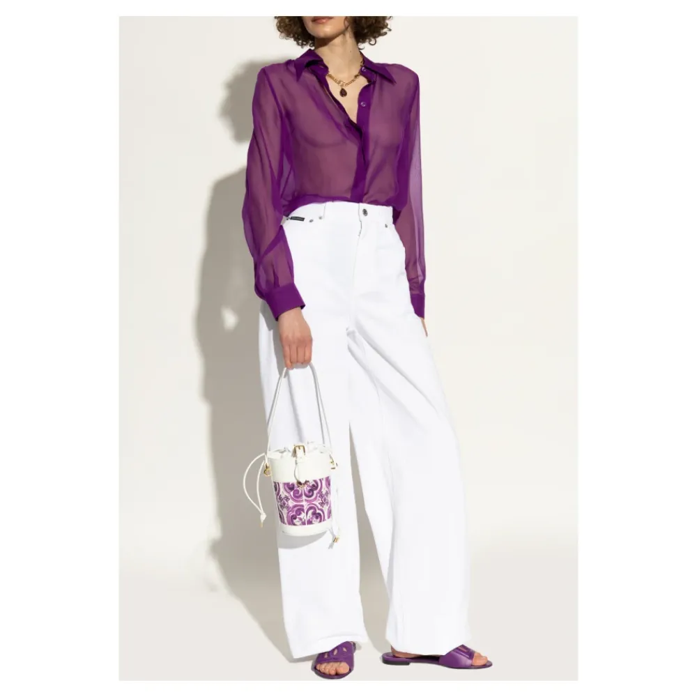 DAMES Dolce & Gabbana Leren slippers met logo