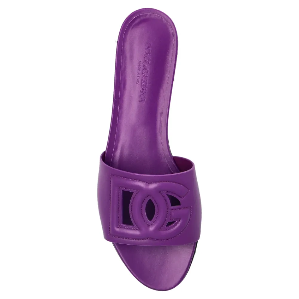 DAMES Dolce & Gabbana Leren slippers met logo