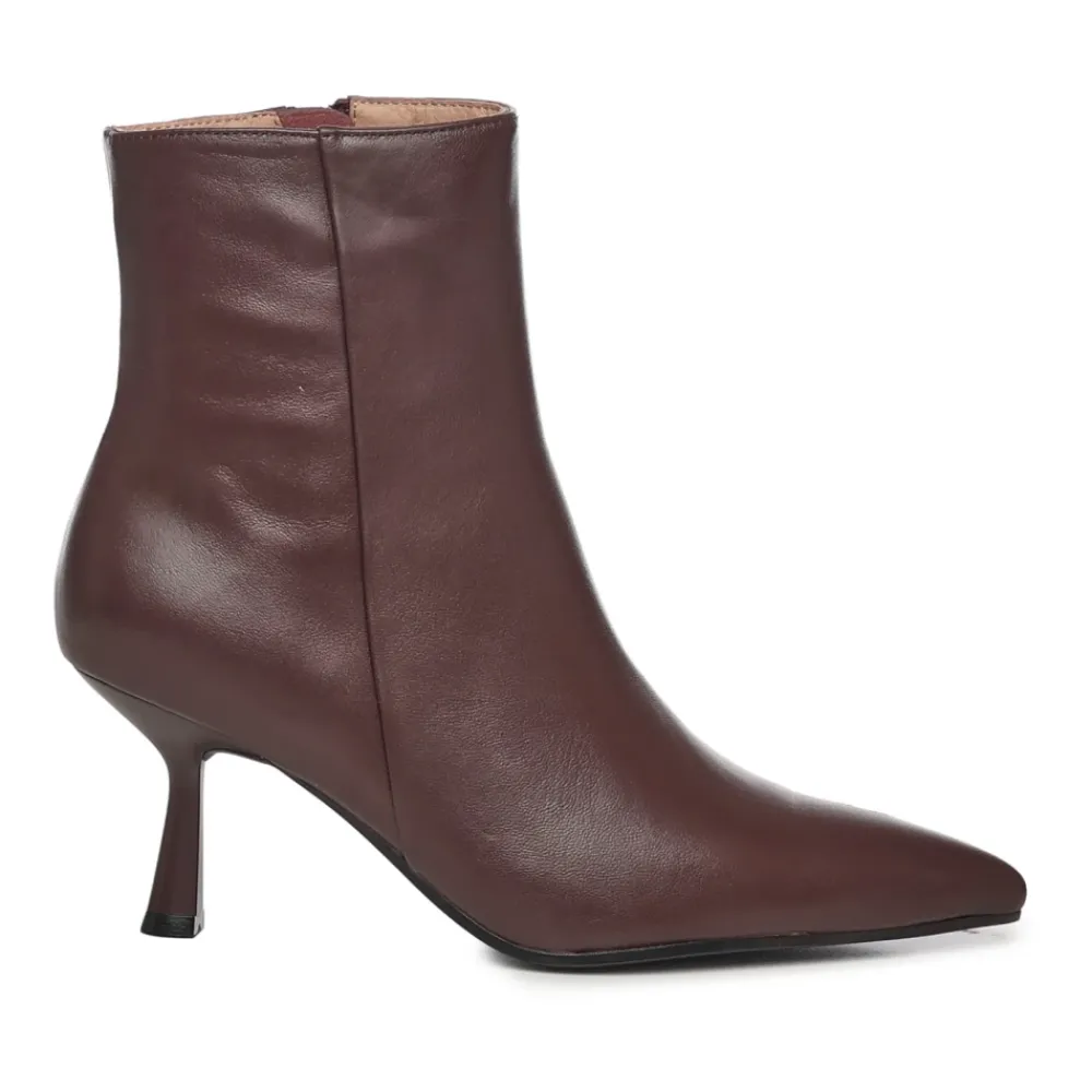 DAMES Bibi Lou Enkellaarsjes|Laarzen^Leren Stiletto Laarzen Bordeaux Kleur