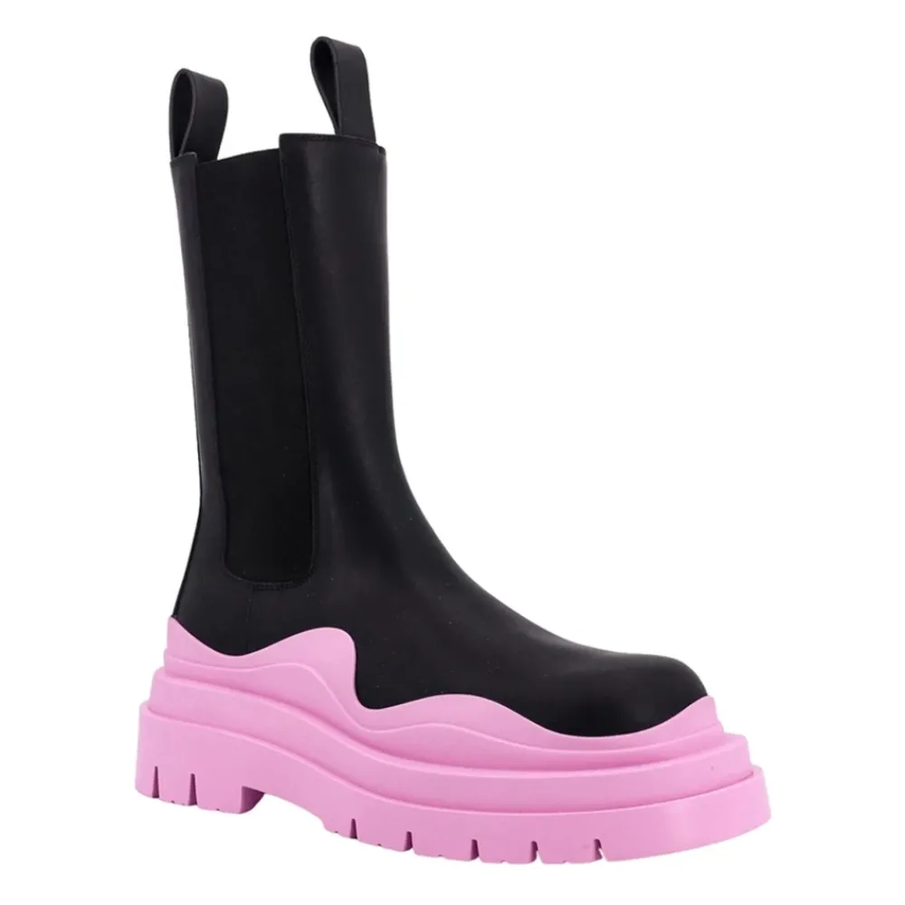 DAMES Bottega Veneta Chelseaboots^Leren Tire Laarzen Vrouwen Slip-On