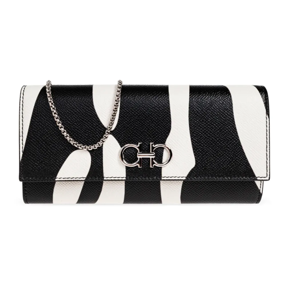 DAMES Ferragamo Portefeuilles^Leren Wallet on a Chain