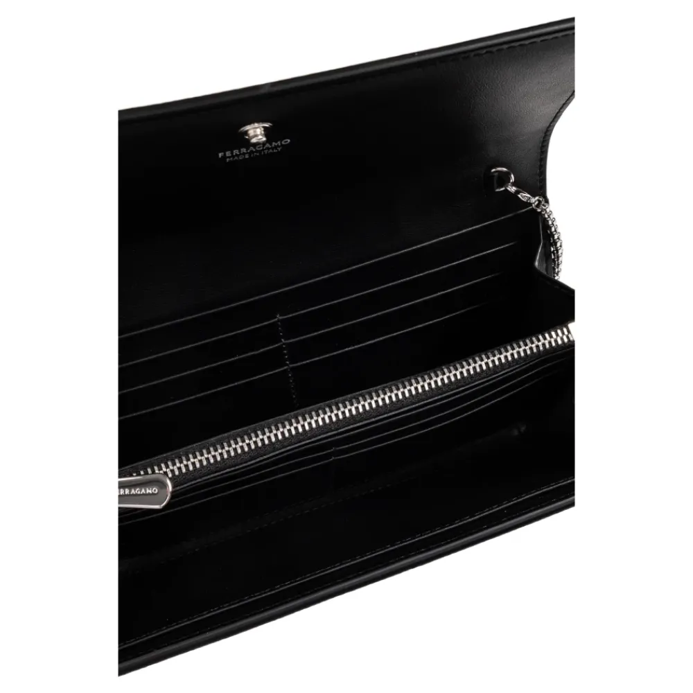 DAMES Ferragamo Portefeuilles^Leren Wallet on a Chain