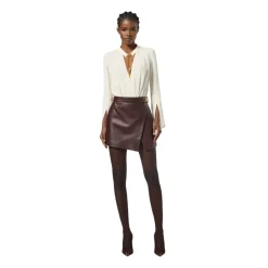 DAMES Elisabetta Franchi Leren Wikkel Mini Rok