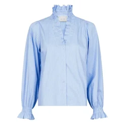 DAMES Neo Noir Blouses^Licht Gestreept Overhemd Brielle Stijl