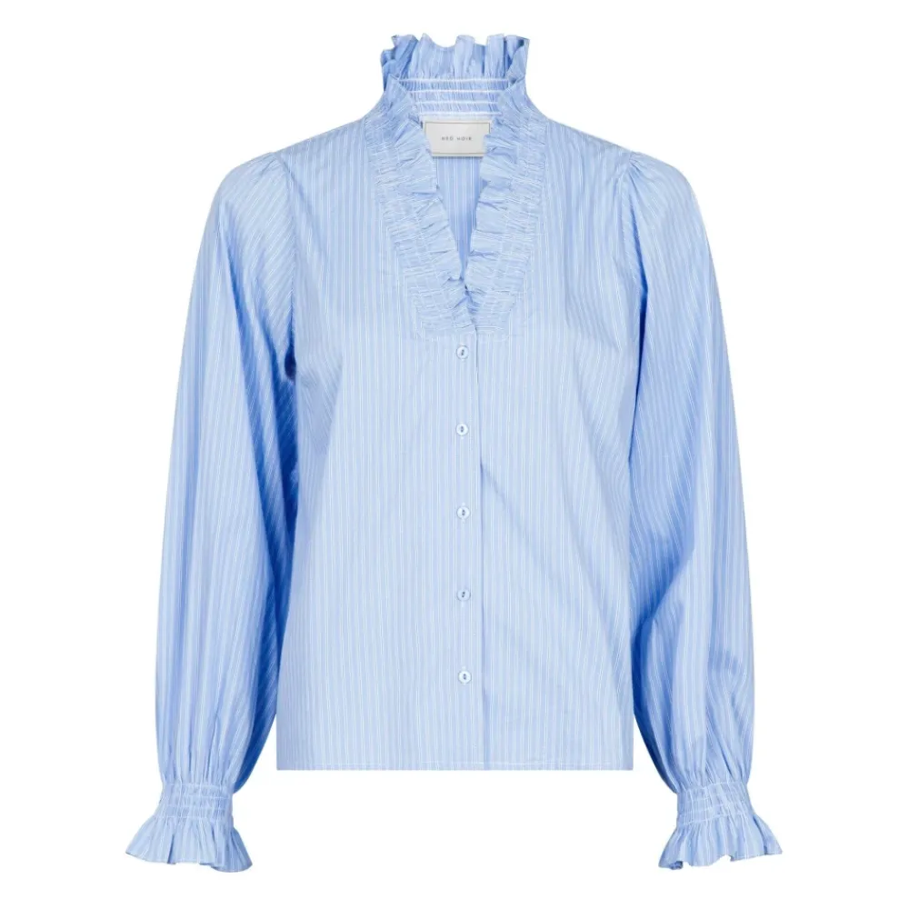 DAMES Neo Noir Blouses^Licht Gestreept Overhemd Brielle Stijl