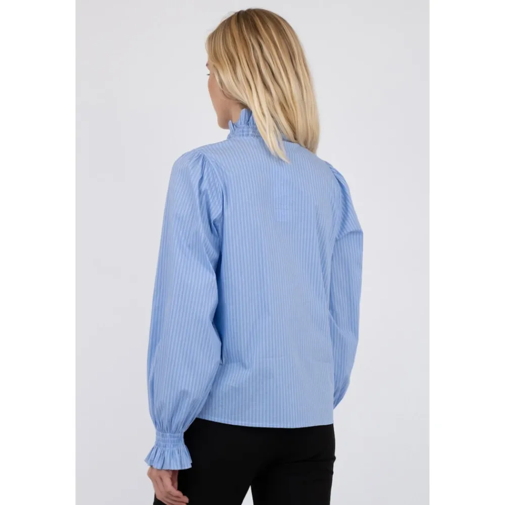 DAMES Neo Noir Blouses^Licht Gestreept Overhemd Brielle Stijl
