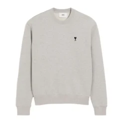 Heren Ami Paris Lichtgrijze Crew Neck Sweater