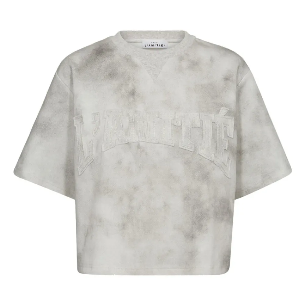 DAMES Haute L'Amitié Shirts^Lichtgrijze Melange Sweatshirt met Korte Mouwen