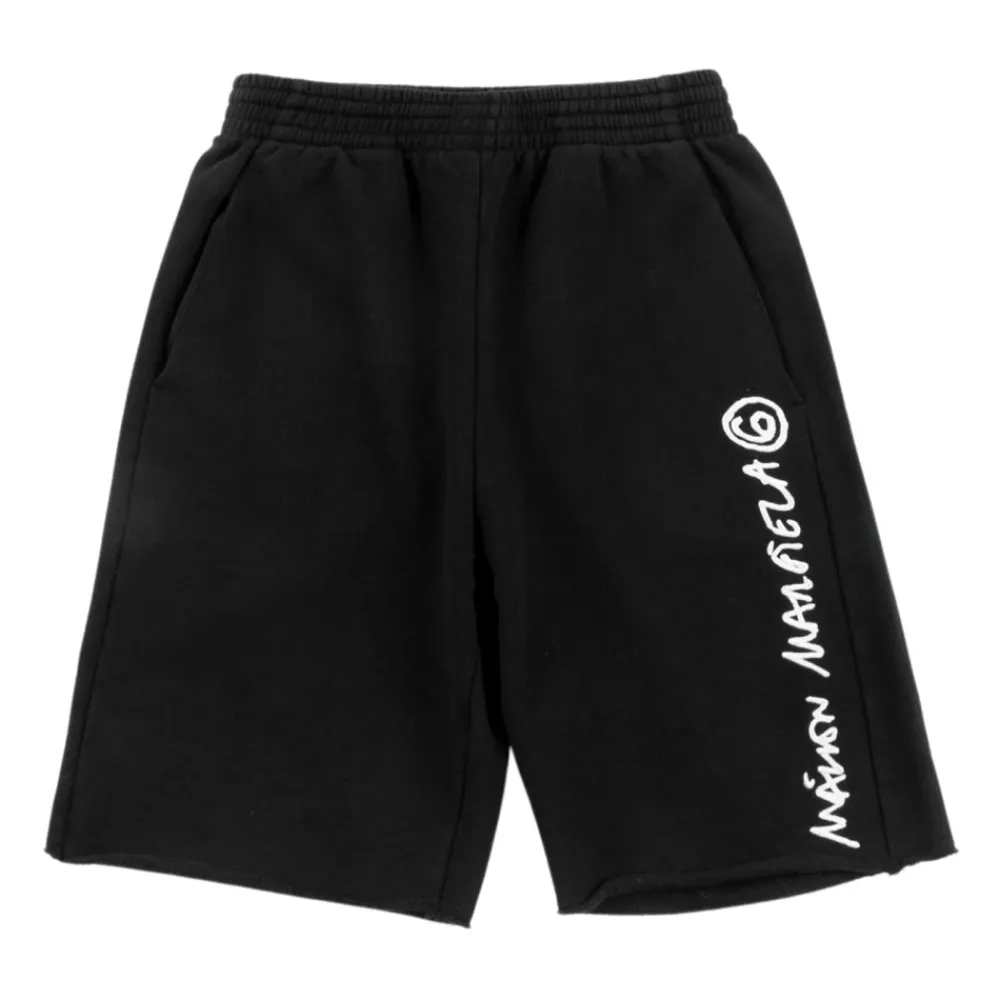 MM6 Maison Margiela Broeken & Jeans^Logo Geborduurde Katoenen Shorts
