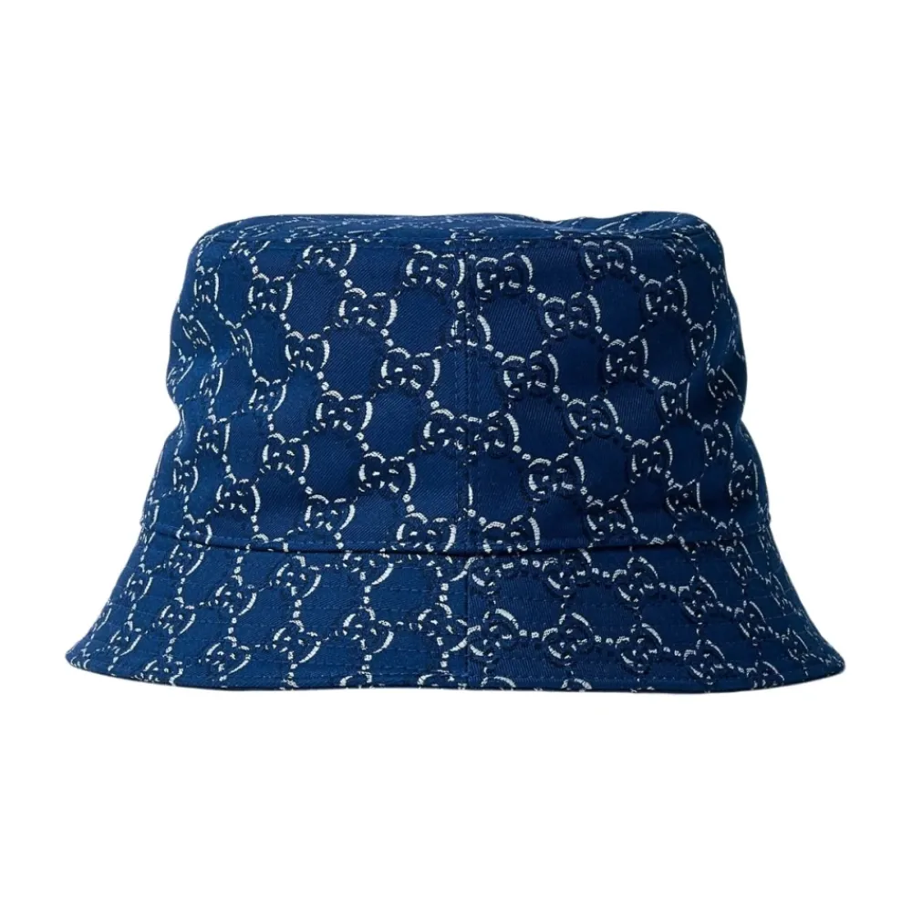 Heren Gucci Logo Motief Katoenen Twill Bucket Hoed