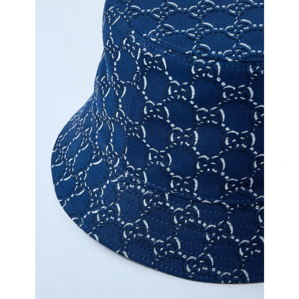 Heren Gucci Logo Motief Katoenen Twill Bucket Hoed