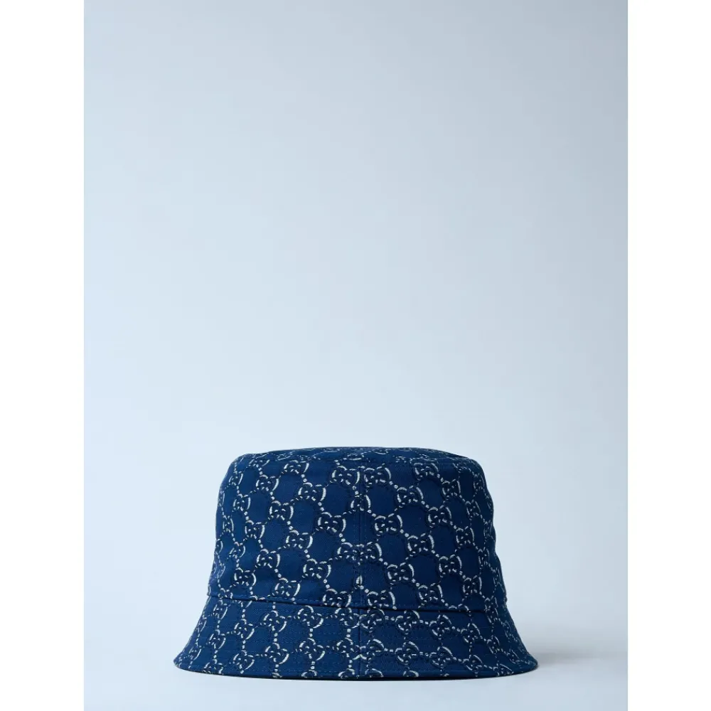 Heren Gucci Logo Motief Katoenen Twill Bucket Hoed