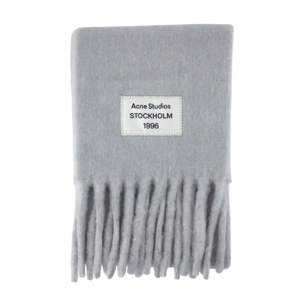 DAMES Acne Studios Sjaals|Sjaals^Logo Patch Sjaal met Franjes