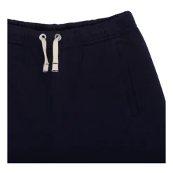 Palm Angels Broeken & Jeans^Logo Print Navy Blue Cotton Shorts