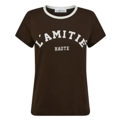 DAMES Haute L'Amitié Logo Tee Top in Mocca