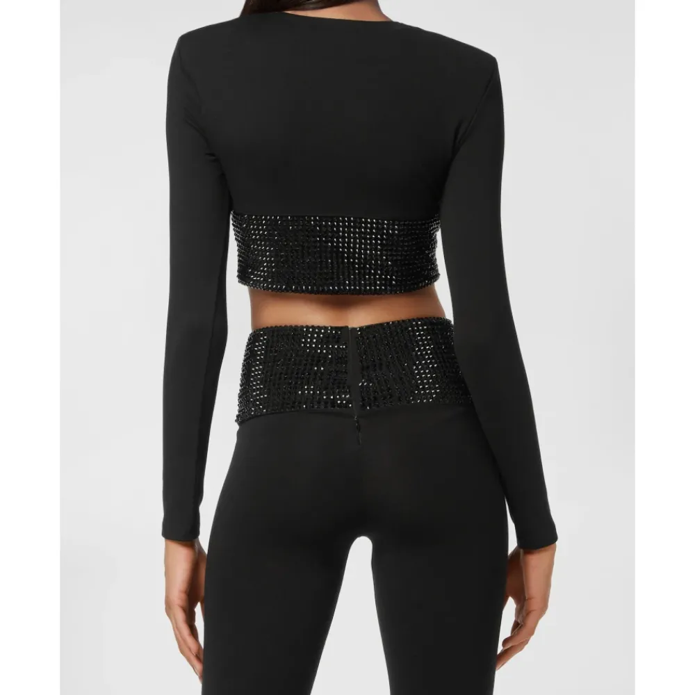 DAMES Philipp Plein Shirts^Longsleeve Top met Kristallen