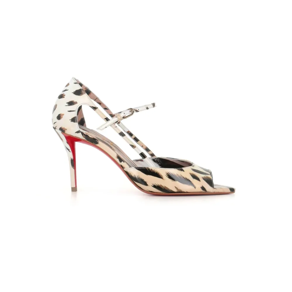 DAMES Christian Louboutin Sandalen^Luipaardprint Cut-Out Open Teen Hakken