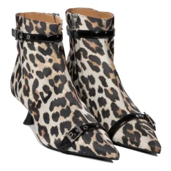 DAMES Ganni Luipaardprint Enkellaarzen