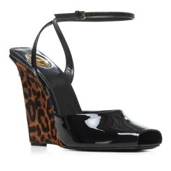 DAMES Saint Laurent Sleehakken^Luipaardprint Sleehak Sandalen