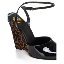 DAMES Saint Laurent Sleehakken^Luipaardprint Sleehak Sandalen