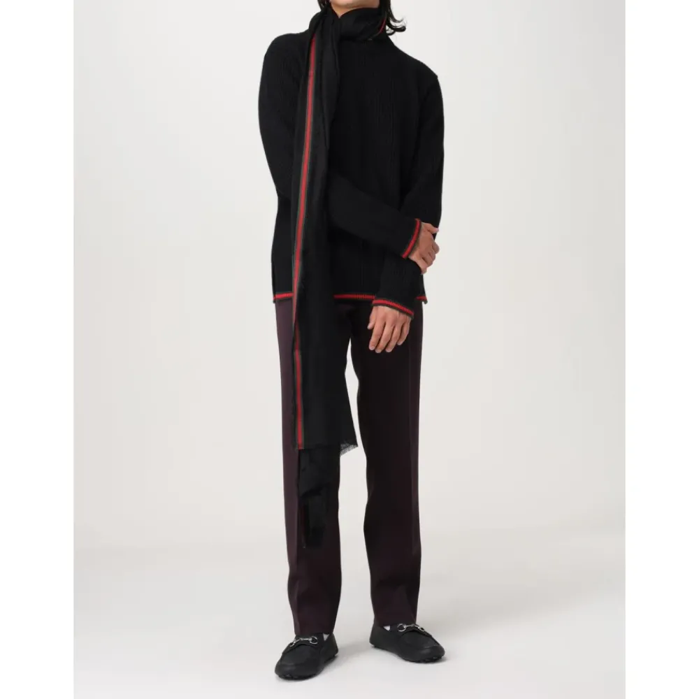 Heren Gucci Sjaals^Luxe Gestreepte Wollen Sjaal