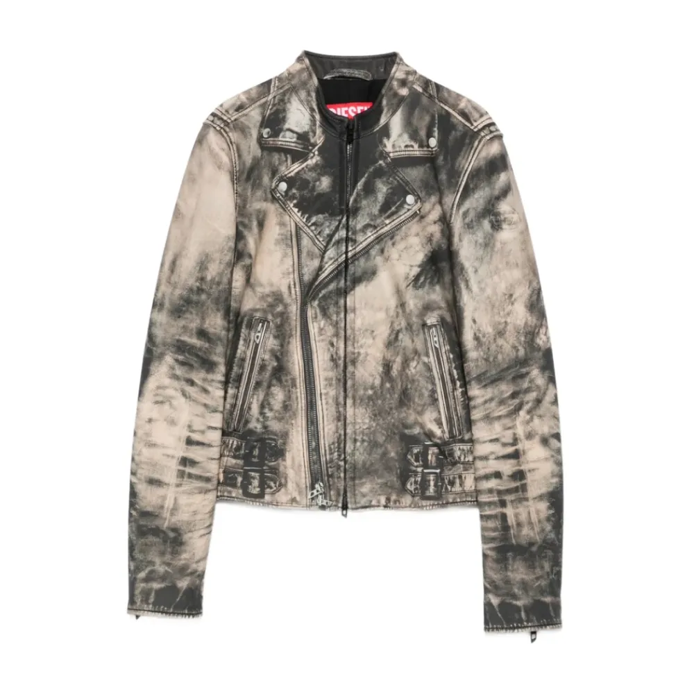 DAMES Diesel L-Uxure Lederen jack met ritssluiting