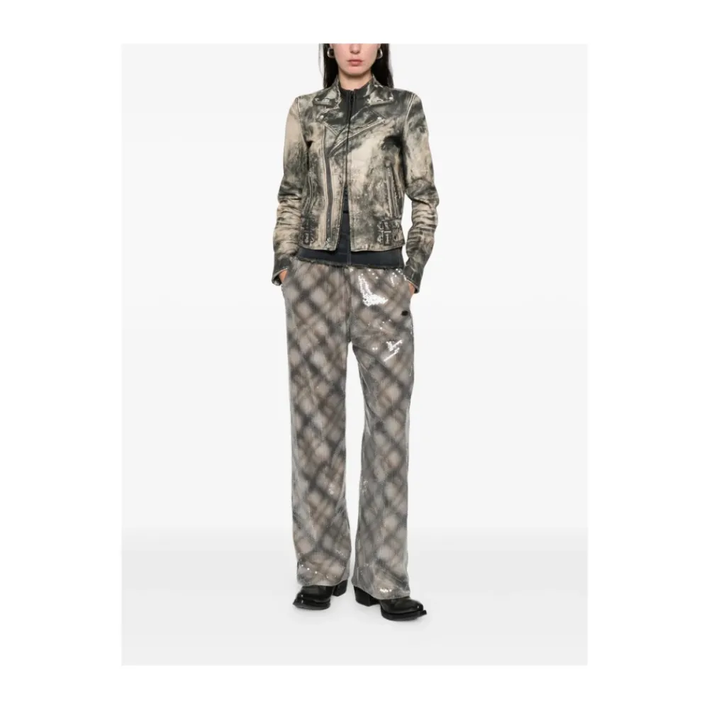 DAMES Diesel L-Uxure Lederen jack met ritssluiting