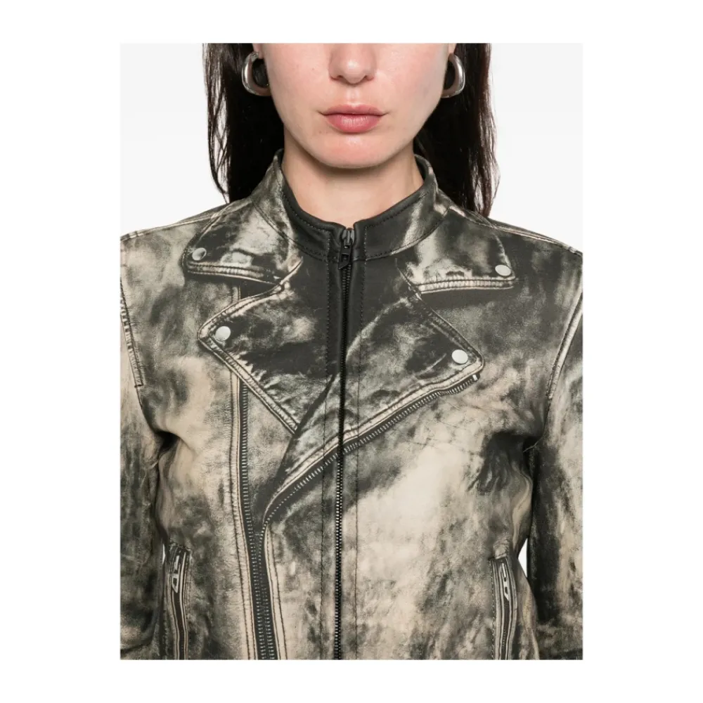 DAMES Diesel L-Uxure Lederen jack met ritssluiting