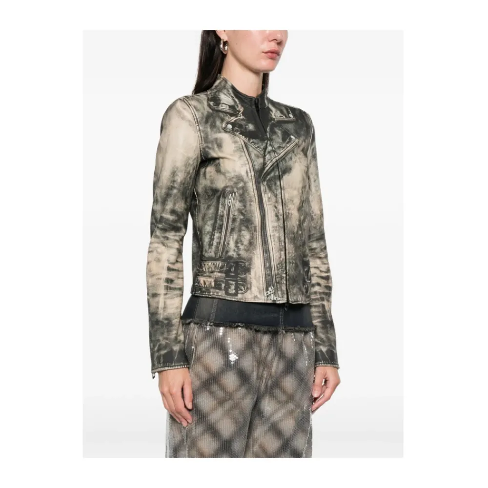 DAMES Diesel L-Uxure Lederen jack met ritssluiting