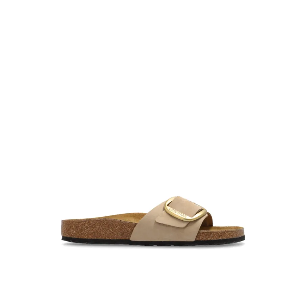 DAMES Birkenstock Slippers^Madrid Big Buckle Natuurlijk Leren Nubuck Sandalen