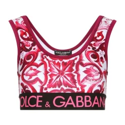 Dolce & Gabbana Sportshirts|Sport Bh'S & Ondergoed^Majolica-Print Crop Top