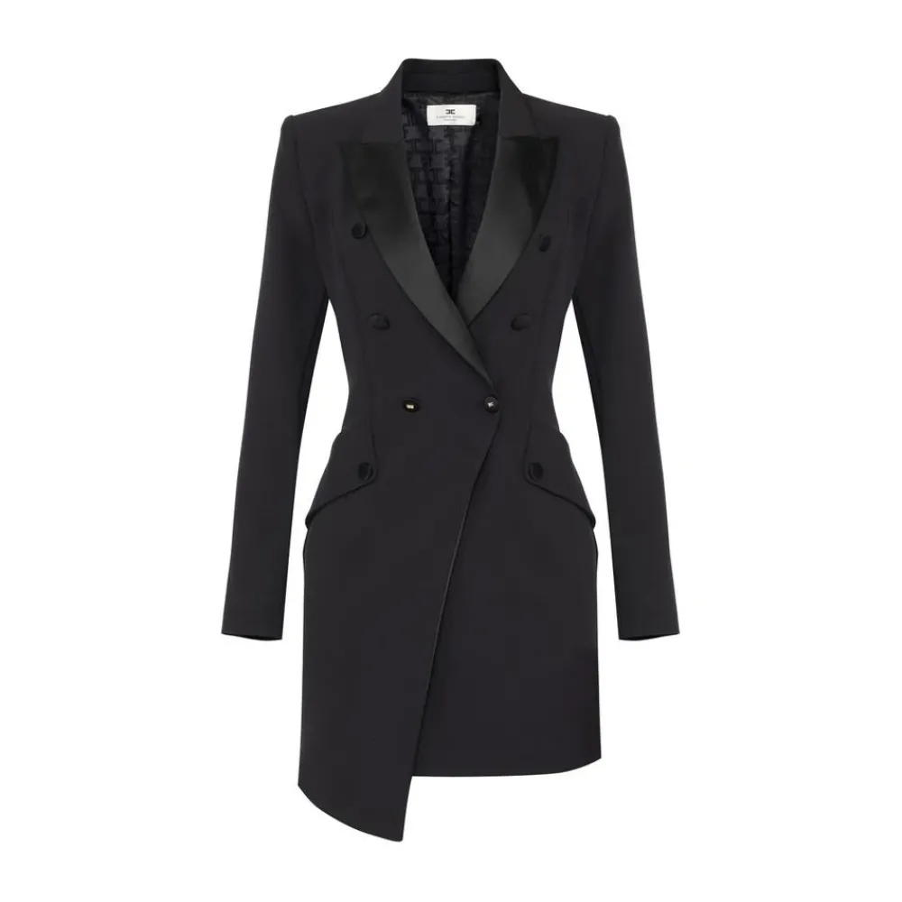 DAMES Elisabetta Franchi Manteljurk van Lichtgewicht Crêpe Stof met Smoking Details