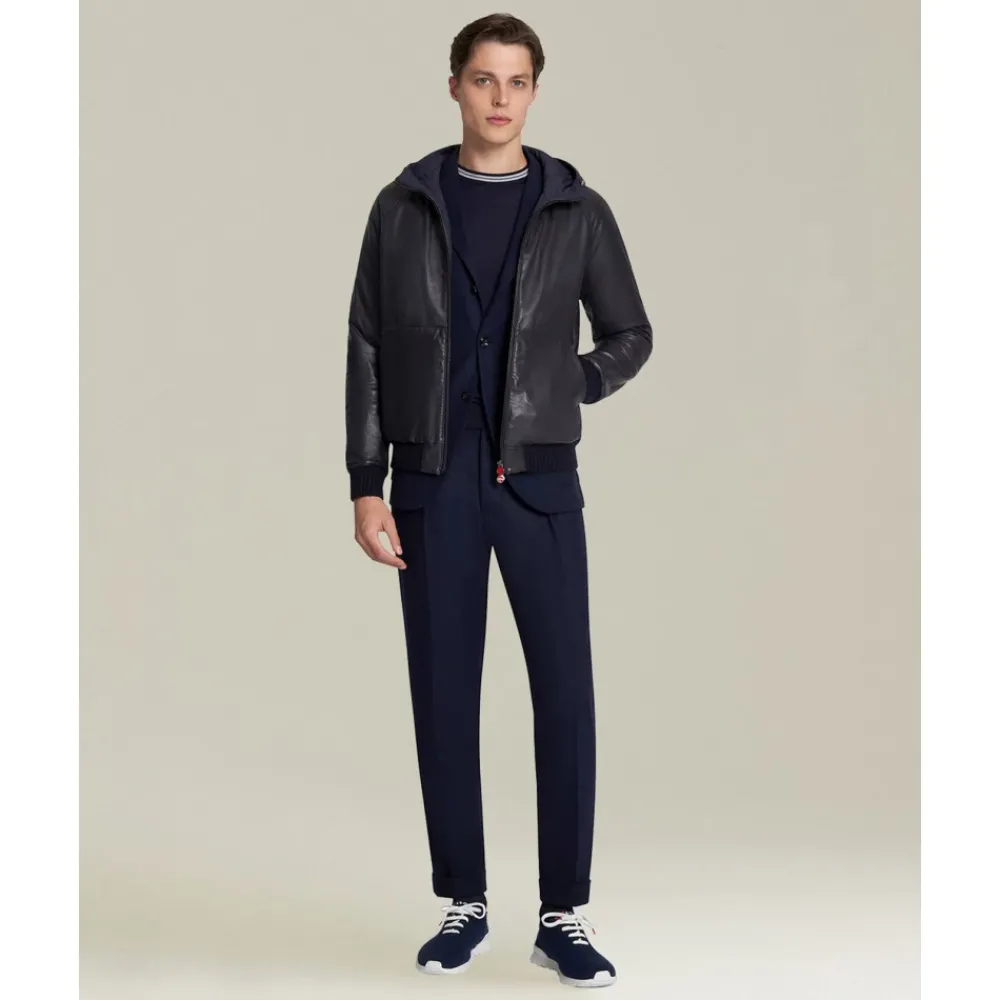 Heren Kiton Kostuums^Marinee wollen jas