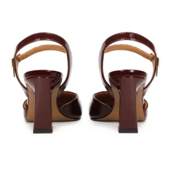 DAMES Kazar Pumps^Maroon gelakte semi-open pumps