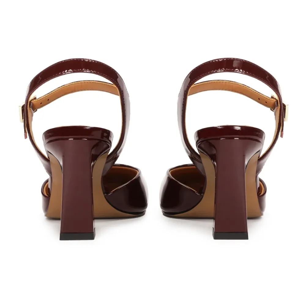 DAMES Kazar Pumps^Maroon gelakte semi-open pumps
