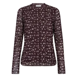 DAMES Haute L'Amitié Mesh LS O-Neck Top Amarone