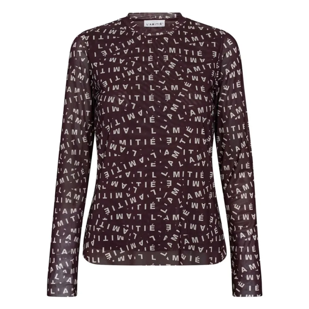 DAMES Haute L'Amitié Mesh LS O-Neck Top Amarone