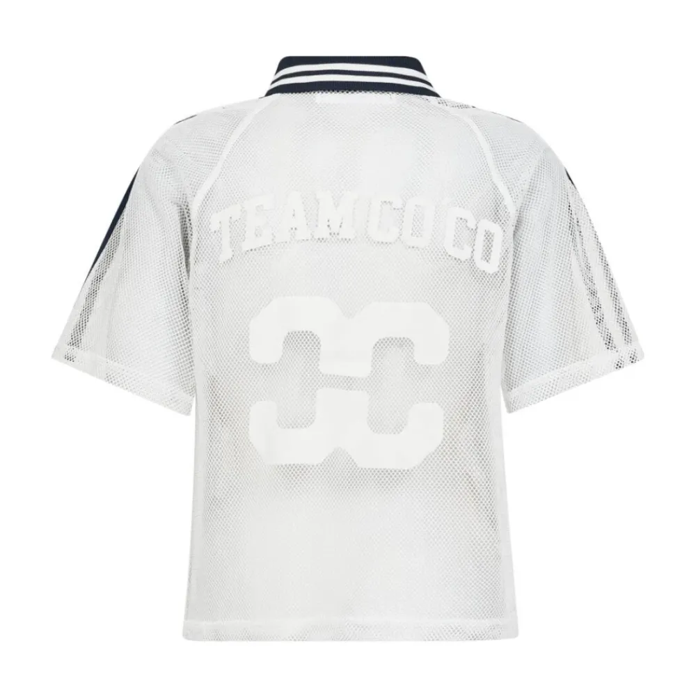 DAMES Co'Couture Mesh Polo Tee Korte Mouw Top