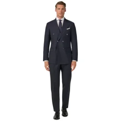 Heren Boggi Milano Kostuums^Micro Herringbone Wol Dubbel Breasted Pak Stijl