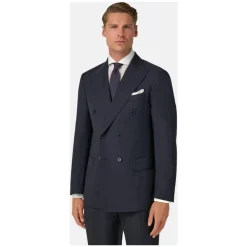 Heren Boggi Milano Kostuums^Micro Herringbone Wol Dubbel Breasted Pak Stijl