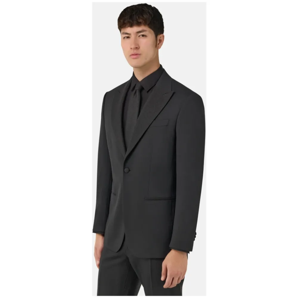 Heren Boggi Milano Kostuums^Micro Textured Suit in a Stretch Wool Blend