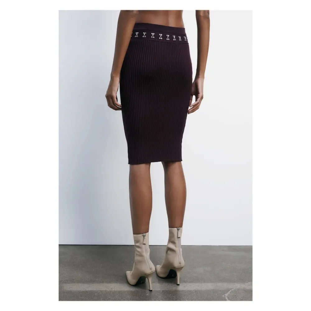 DAMES Patrizia Pepe Midi Glam Rock Gebreide Rok