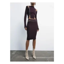 DAMES Patrizia Pepe Midi Glam Rock Gebreide Rok