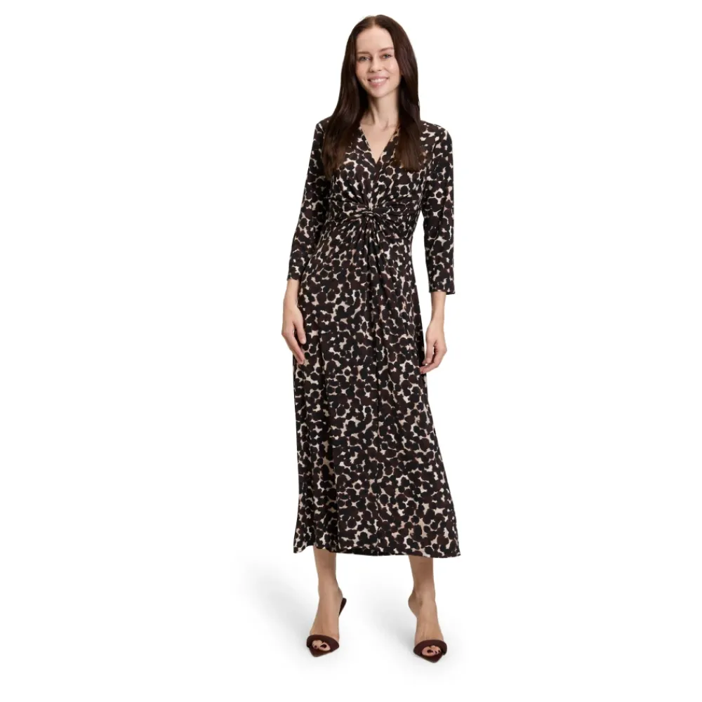 DAMES Betty Barclay Midi Jurk met Ruches en Polka Dots