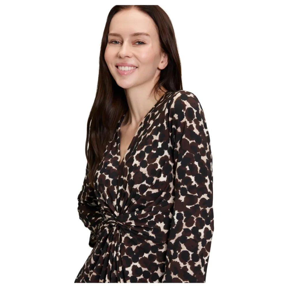 DAMES Betty Barclay Midi Jurk met Ruches en Polka Dots