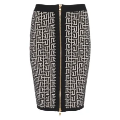 DAMES Balmain Rokken^Midi-gebreide rok met monogram