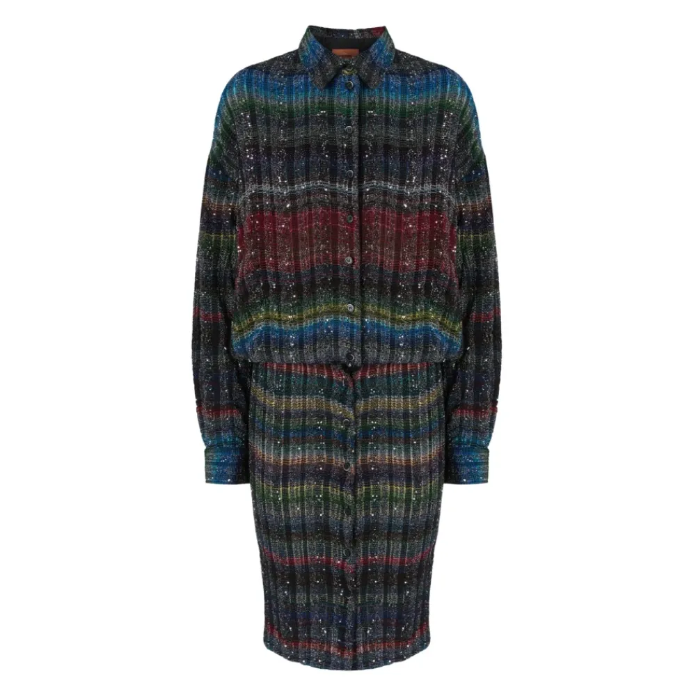 DAMES Missoni Jurken^Midi-jurk met V-hals en golfpatroon