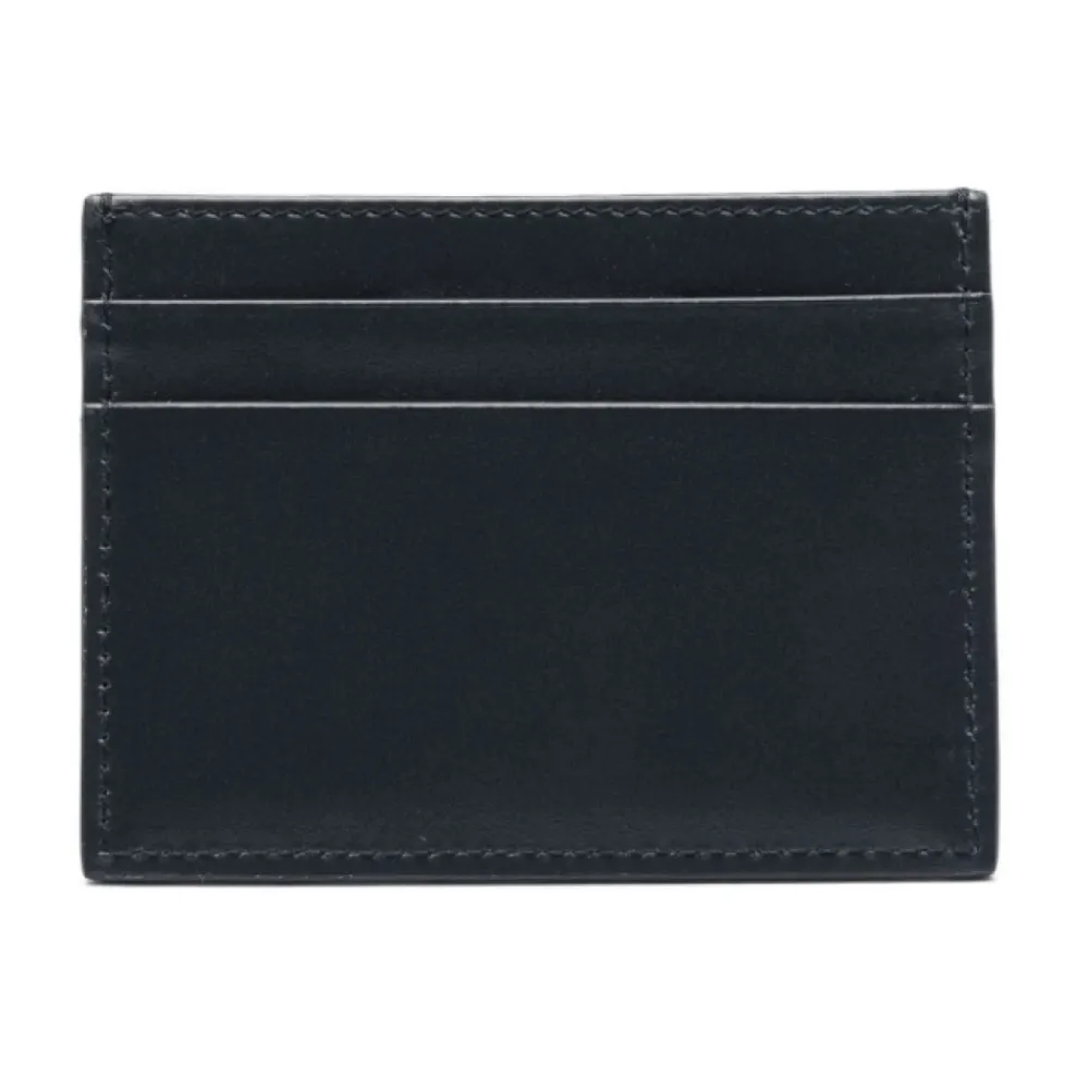 Heren Dolce & Gabbana Portefeuilles^Midnight Blue Leren Kaarthouder met Logo Print